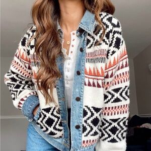 Free People Denim and Knit Jacket